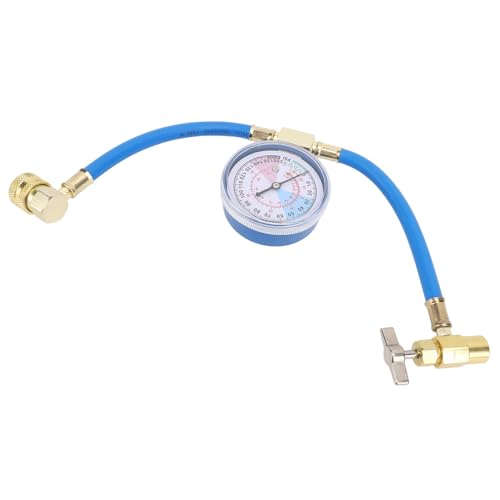 Kit de manguera para recarga de aire acondicionado AC con manómetro, válvula dispensadora de lata de 1/2 pulgada y acoplador rápido R134A para sistema de refrigeración de automóvil miniatura 7
