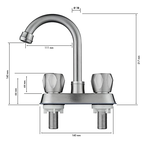 Robinet de salle de bain en acier inoxydable nickel brossé chic