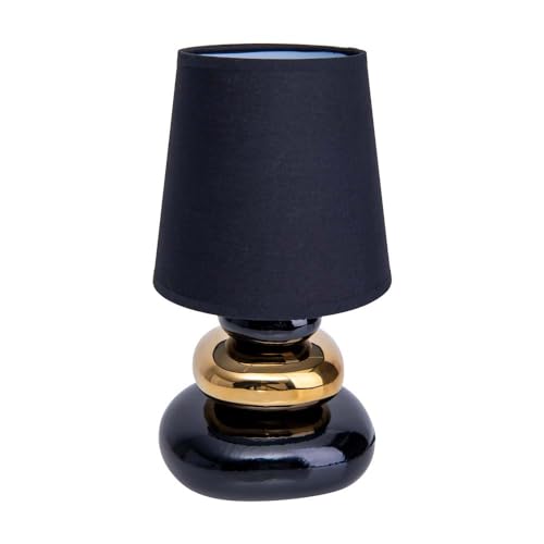 Tischleuchte Beistelllampe Schreibtischlampe Schwarz-Gold Schlafzimmerlampe