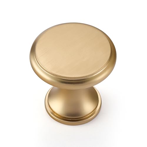 Ravinte 10 Pack Champagne Bronze Kitchen Cabinet Knobs Solid Bronze Pulls Zinc Handles Simple Drawer Cabinet Hardware for Cupboard Drawer Knobs