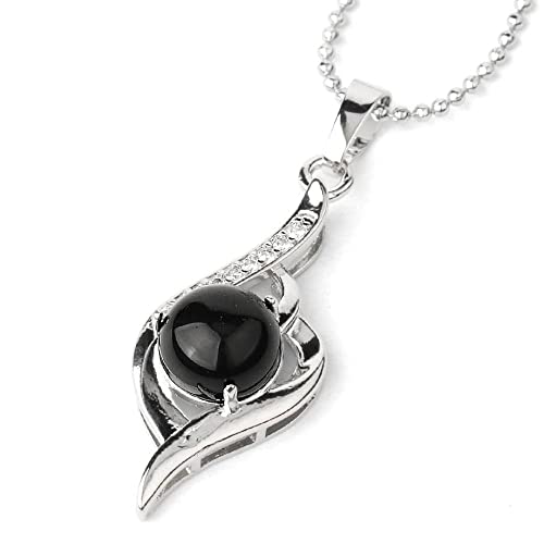 Collier pendentif en pierre d'onyx noir naturel LNNSHX chakra pour femme