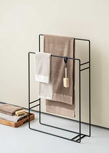 METALLBUDE DELAYA Design Handtuchständer Schwarz. Aus hochwertigem pulverbeschichtetem Stahl. Badezimmer. Minimalistisch. Modern. Stabil. Ohne Bohren Cover