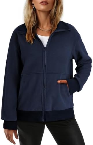 Dokotoo Women's Lightweight Full Zip Soft Fleece Jacket 2025 Casual Sweatshirts Coat with Pockets