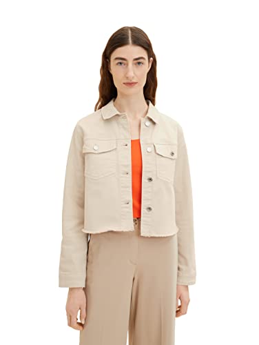 TOM TAILOR Damen 1035325 Basic Jeansjacke, 12365 - Dusty Beige, S