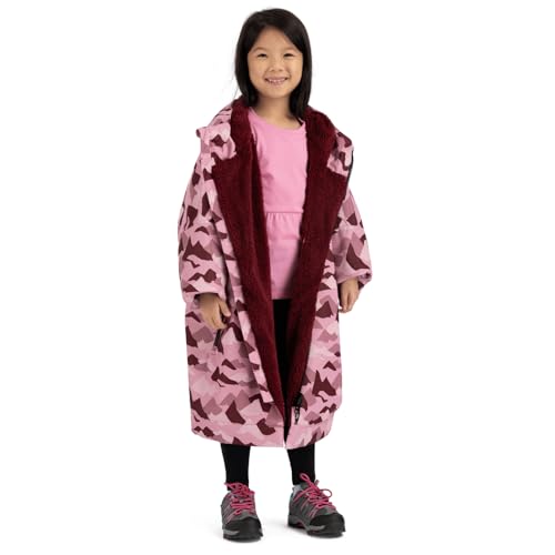 Trespass Kids Havelock Waterproof Changing Robe - Cherry Camo - 9-13Y