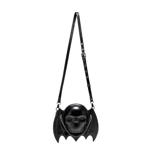 Sac bandoulière punk crâne sac à main halloween ailes chauve-souris vintage noir
