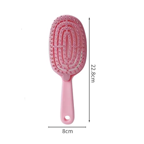 Image of Waterproof Self-Cleaning Plastic Comb Hair Detangling Brush for Curly Hair, Massage, Women's Home Use (Pink)