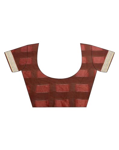 Image of SIRIL Women's Lace & Foil Printed Georgette Saree with Unstitched Blouse Piece(2826S474 Maroon, Peach)