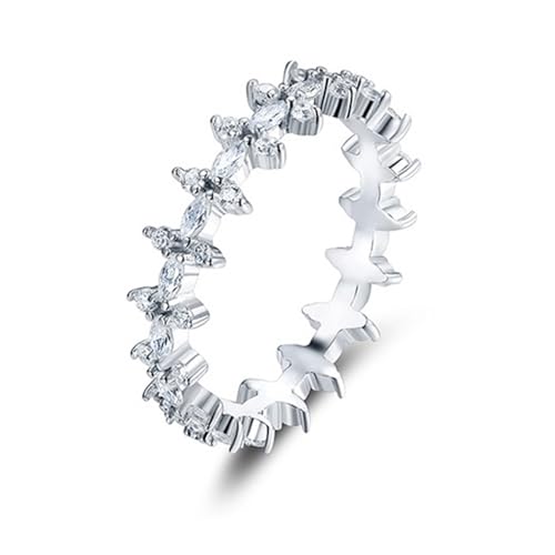 Bague de promesse argent sterling 925 fleur d'éternité et zircone