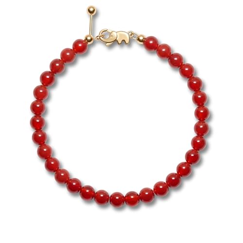 BANANE LAB Carnelian Bracelet | DIY Customizable Design | Natural 6mm Red Gemstone Beads on 14k Gold Plated Chain | Adjustable Sacral Chakra Creativity & Confidence Jewelry Gift for Women