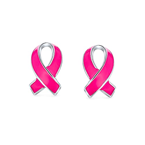 Created Opal Enamel CZ Cubic Zirconia Pink Ribbon For Breast Cancer Awareness Pendant Stud Earrings For Women .925 Sterling Silver October Birthstone2