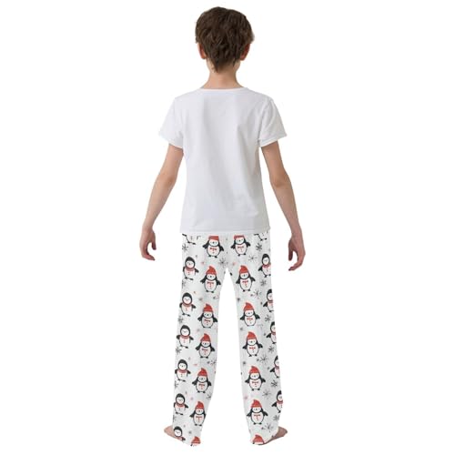 ZZXXB Cartoon Penguin Snow Boys Long Pants Soft Trousers Elastic Waist Kids Lounge Bottoms with Pockets S-XL3
