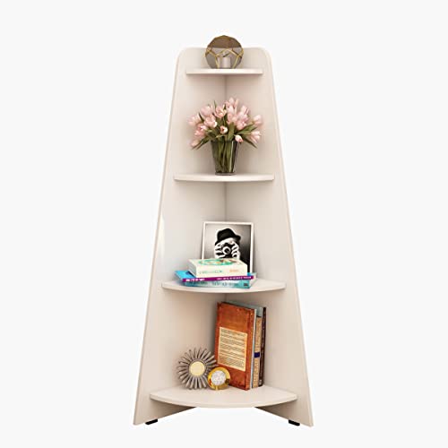 Image of Home Centre | Helios Reynan Mafra 4-Tier Corner Shelf | Engineered Wood, for Living Room | White