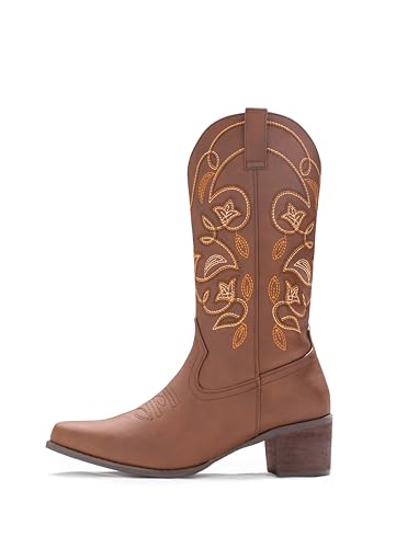 Image of IUV Cowboy Boots For Women Pointy Toe Women's Western Boots Cowgirl Boots Mid Calf Boots