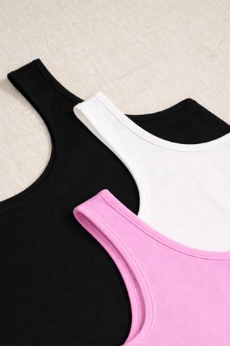 Image of Women's 1x1 Rib Cotton Stretch Tank Top Sleeveless Basic Vest Pack of 3