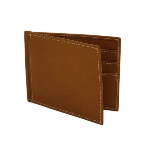 Piel Leather Bi-Fold Money Clip Wallet, Saddle, One Size