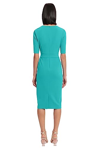 Image of Donna Morgan Women's Curved Waist Seam Crepe Workwear Dress Career Office Desk to Dinner Event Occasion Guest of