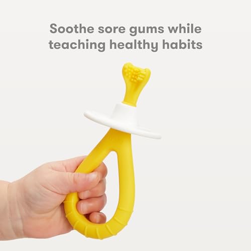Image of Frida Baby Training Toothbrush for Babies with Soft Silicone Bristles, Yellow