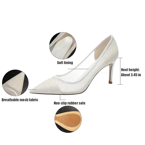 Women's Sexy Mesh Stiletto Heels Pointed Toe Slip-On Pumps Breathable Non-Slip High Heels for Party Prom Wedding and Summer Events3