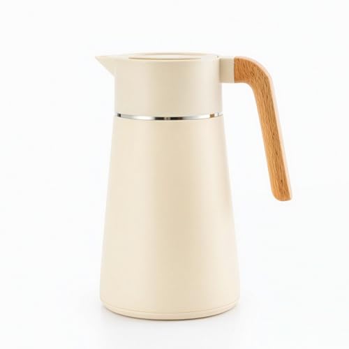SUNNYNEST 51oz Stainless Steel Thermal Carafe | Double-Walled Vacuum Insulated Coffee Pot | Portable Hot/Cold Beverage Dispenser for Home, Office & Camping (White)