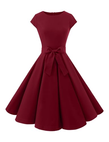 Image of Dressystar Women's Vintage 1950s A Line Cap Sleeve Cocktail Party Dress
