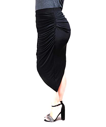 Sexsy Verona Couture Womens Plus Size Asymmetrical Pencil Modern Black Skirt 1X 2X 3X 4X2