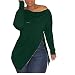Suéter de manga larga con cremallera irregular para mujer, verde, XL