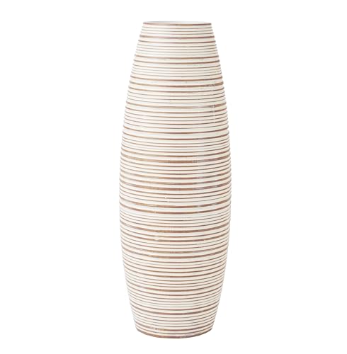 Image of Leewadee - White Wash Floor Vase for Pampas Grass, Large Flower Vase for Home Decor, 13 inches, Resin