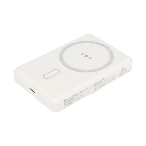 オウルテック マグネット式ワイヤレスモバイルバッテリー 5000mAh 安全性に優れる準固体電池採用 最大PD20W対応 スマホリング搭載 Type-C入出力 PSE認証 ホワイト OEC-LPB5025MG-WH