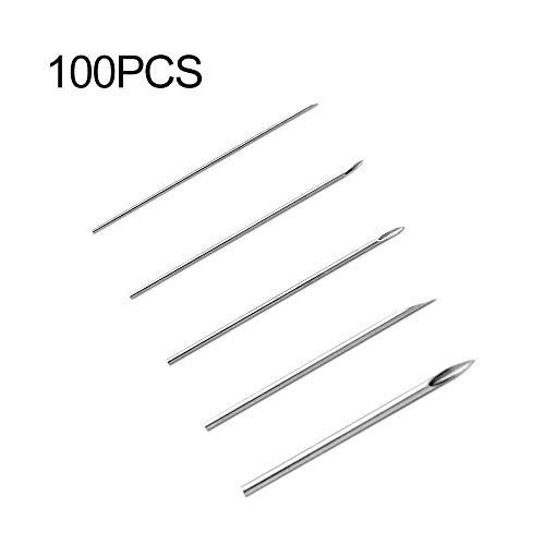 Gospire 100Pcs Mix Body Piercing Needles Sizes 12g 14g, 16g, 18g and 20g, Sterilized Surgical Steel