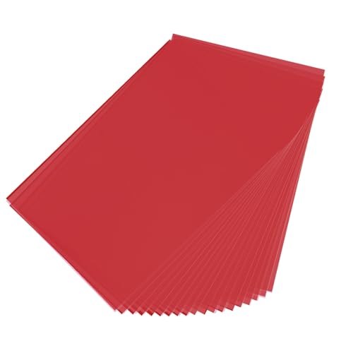 Image of A4 PVC Flexible Plastic Sheets, 10Pcs 0.3mm Thick A4 Size, Transparent DIY Crafts Film (Red)
