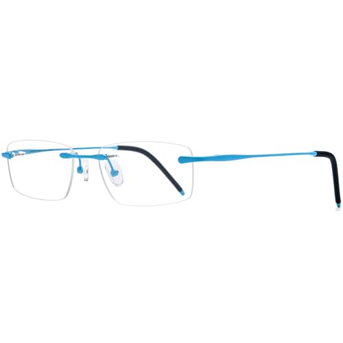 Image of Titanium Glasses Frame,Rimless Optical Eyewear Eyeglasses for Men and Women