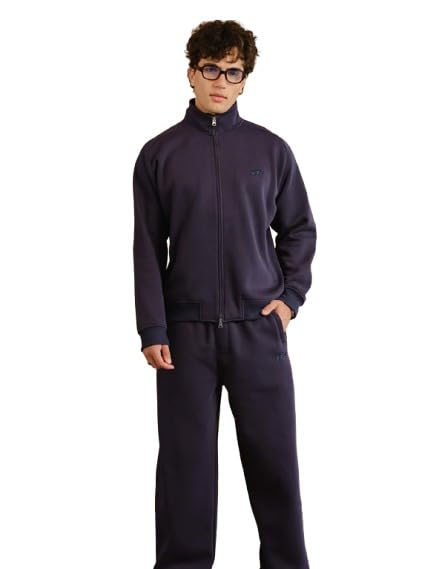 Bonkers Corner Blue Void High Neck Zipper Jacket in blue