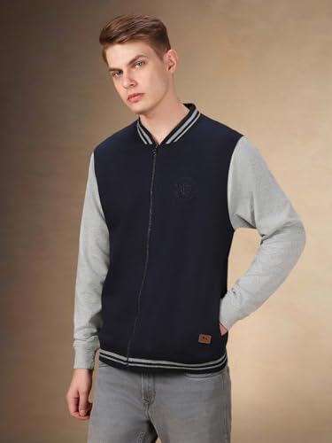 Image of Dennis Lingo Men Colorblock Polycotton Regular Fit Full Sleeves Front-Open Sweatshirts