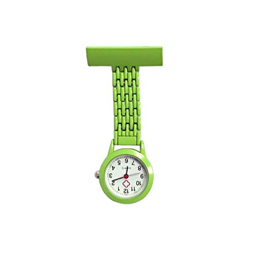 Taschenuhr Ansteckuhr Analog，Modetrend Plattenspieler Legierung Krankenschwester Uhr, Arzt tragbare Taschenuhr-grün，Krankenschwesteruhr