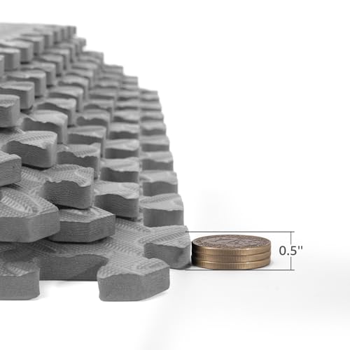 Image of Art3d 48 Sq.Ft Eva Puzzle Exercise Mats, 1 /2 inch Thick Foam Interlocking Tiles for Flooring, Workout, Gym Equipments, Pack of 12, Grey