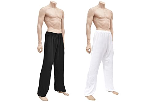 ShenLong Pantalón de Kung Fu, Tai Chi, Viscosa + Algodón - Negro, 1m80-1m90