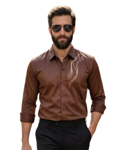 IndoPrimo Men's Stylish Satin Regular Fit Casual Shirt | Designer...