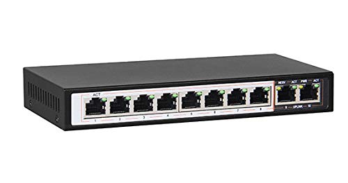 Hored AI1010 - Smart Switch Poe a 10 Porte, 8 Porte Poe, 802.3af, 802.3at, 48 V, 96 W, Trasmissione Fino a 250 Metri, funzioni Smart