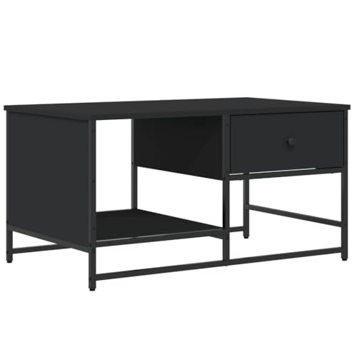 Table basse noire robuste pour ranger vos objets de salon