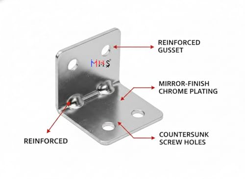 Image of MHS Heavy-Duty L Metal Brackets - Silver Finish Corner Brace - Right Angle Support for Wood Shelves, Cabinets, and Furniture... (24, 40 X 25 X 25)