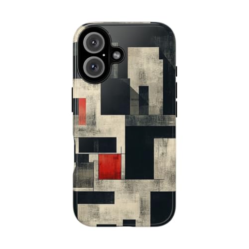 Coque géométrique iPhone 16 rouge accessoire style urbain chic