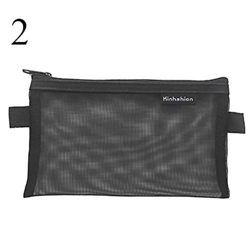 Preisvergleich Produktbild PJC Federmäppchen, transparentes Netzgewebe, großes Fassungsvermögen, Nylon, für Kinder, Geschenk, Bürobedarf, kreativ schwarz L