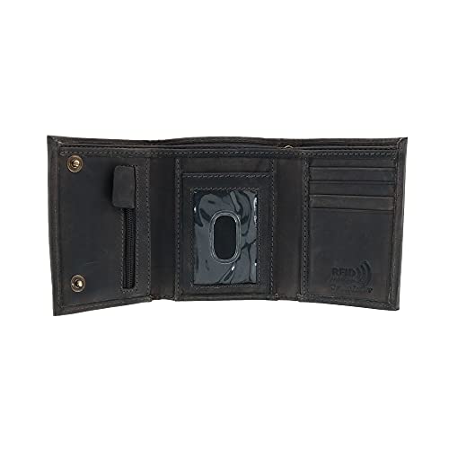 CTM Men's RFID Hunter Leather Chain Wallet, Black4