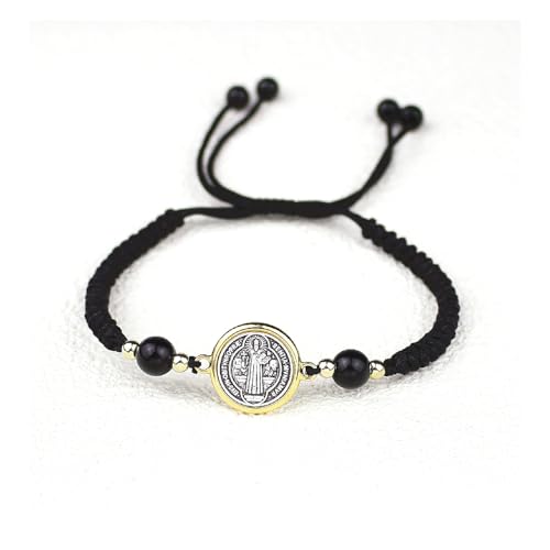 St. Benedict Medal Protection Bracelet – Adjustable Black Cord Catholic Bracelet for Men & Women, Patron Saint of Students Gift for Communion, Confirmation & Everyday Faith