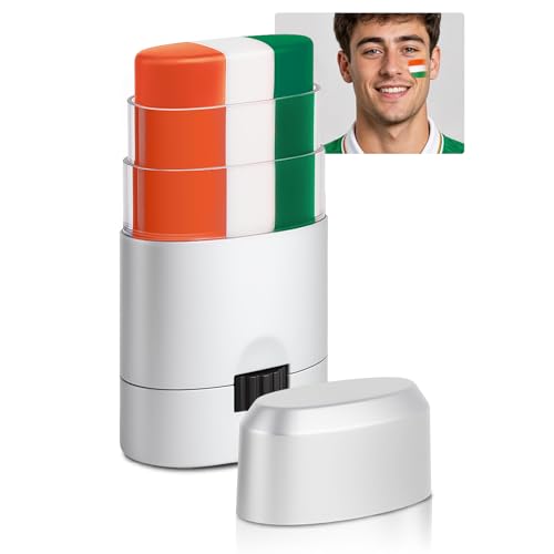 Green White and Orange Face Body Paint Stick for World Cup 2026 Patriotic Flag Paints Accessories Football Soccer Eye-black Stick for World Cup Decor Party Favors Sports Fan Makeup (Ireland)
