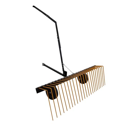 60 Inch Tow Behind Landscape Rake,Heavy-Duty Steel Pine Straw Rake &Lawn Dethatcher Rake for ATV or Mover Tractors, Tow Behind Lawn Rakes for Leaves,