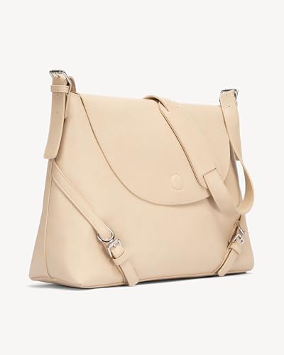 Image of NEWBELLA Tote Bag for Women, Vegan Leather Crossbody Shoulder Bag, Top Handle Satchel Purse for Work, Travel, Daily Use (Apricot Envelope)