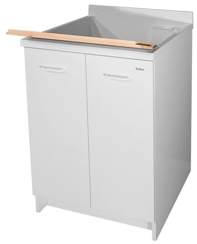 Mobili Lavatoi Montegrappa Mobile Lavatoio 60x60x85cm 2 Ante ASSE in Legno Edilla Bianco con Cesto
