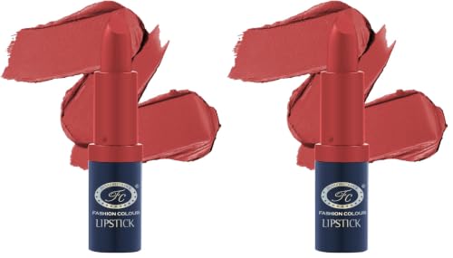 Image of FASHION COLOUR Fabulous Satin Matte | Long Stay Upto 6 Hrs | Waterproof | Smudge Proof and Lipstick for Women | Single Swipe Application | Matte Finish | 4g | Dull Red (Pack of 2)